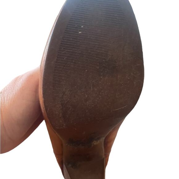 Vintage 70s Bass Brown Leather Shearling Interior Heeled Boot Boho Snow size 8 - Picture 10 of 11